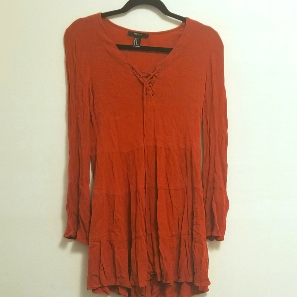 Forever 21 Burnt Orange Mini Dress w/ Sleeves